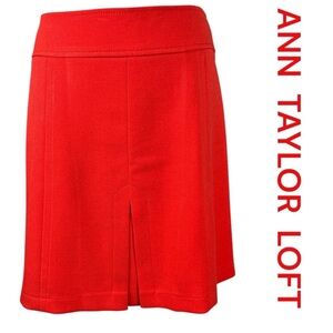 ANN TAYLOR LOFT Orange Inverted Pleat Mini Skirt, Size 6.